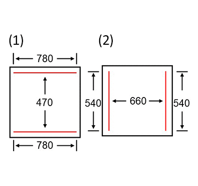 Diagrams of sealing beams position AA-613