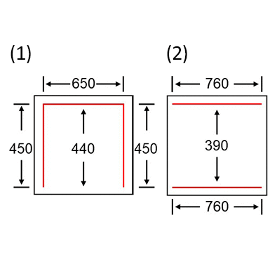 Diagrams of sealing beams position AA-712